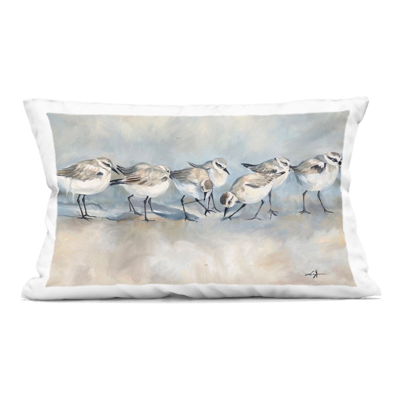 Stupell Industries Sandpiper Birds Mirage Decorative Printed Pillow design by Ramona Murdock, 14 x 7 x 20